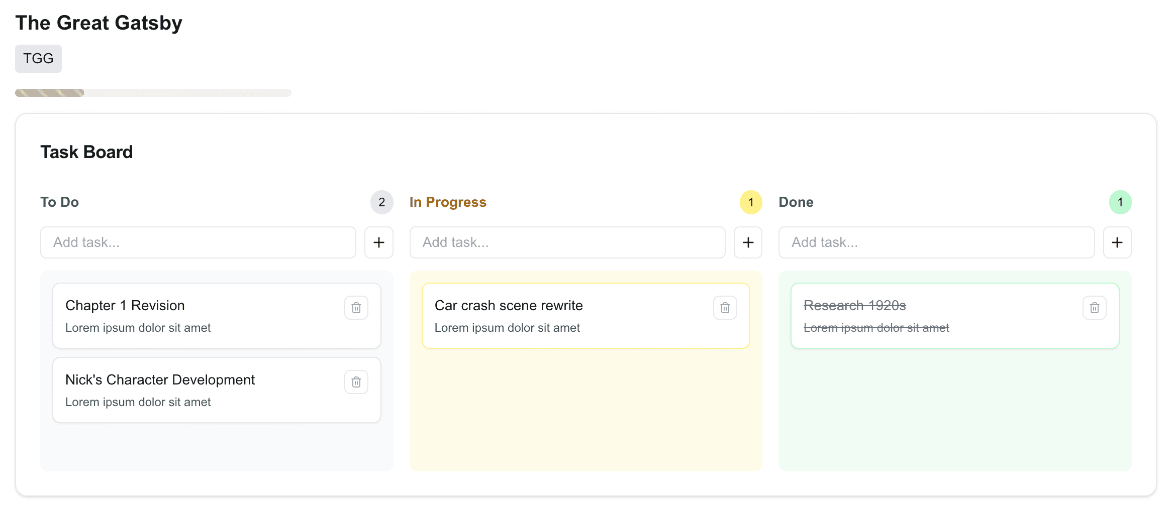 Kanban Board for Planning Edits